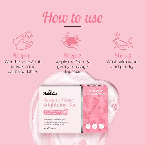 Natually Radiant Rose Brightening Bar With Glutathione & Rose Petals