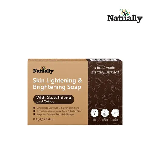 NATUALLY Skin Lightening - Brightening Soap &Gluthionine & coffee- Radiant and Even-Toned Skin- 125g