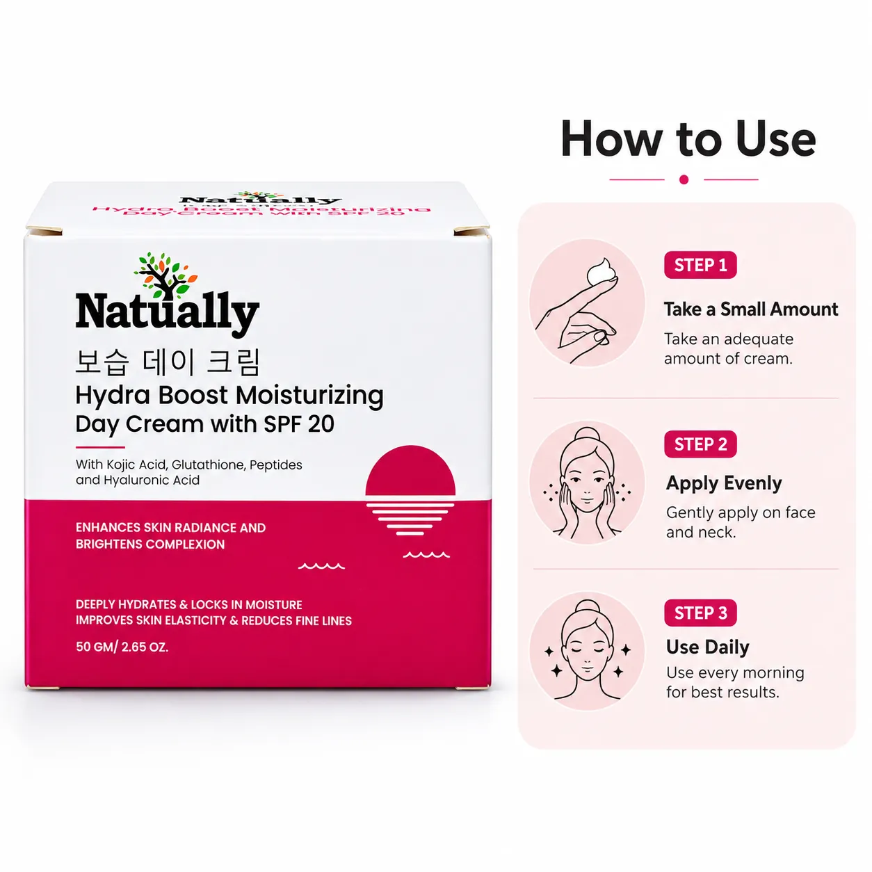 Natually Hydra Boost Moisturizing Day Cream SPF 20 – 50 GM - Image 6