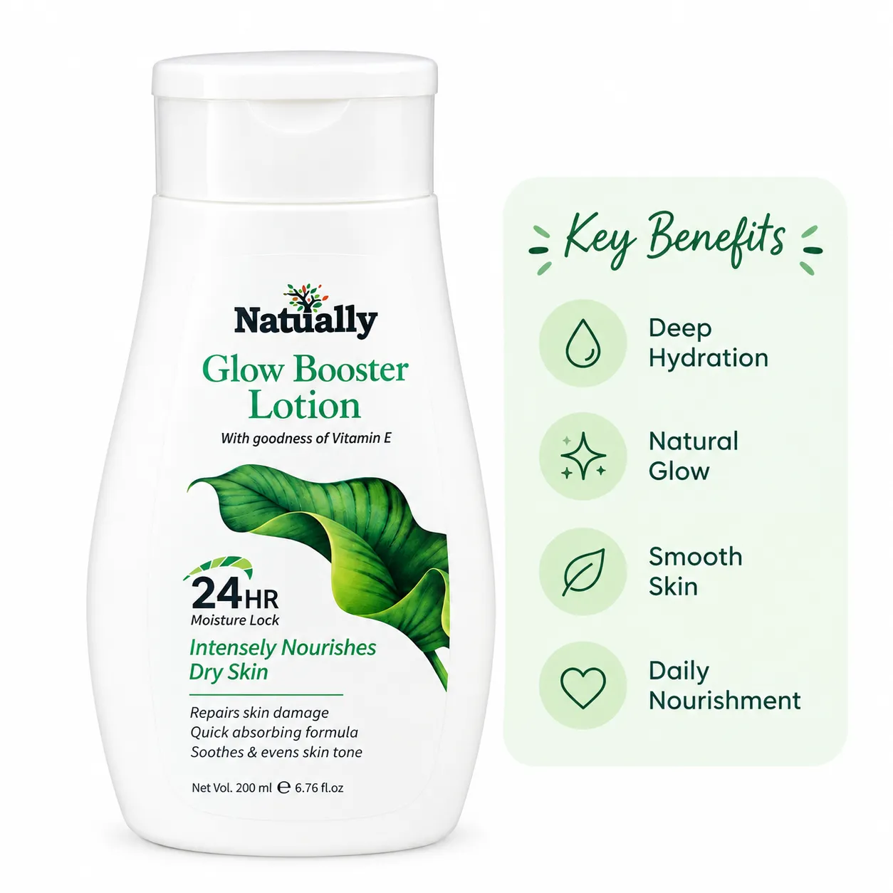 Natually Glow Booster Lotion with Vitamin E – 24HR Moisture Lock for Dry Skin - Image 2