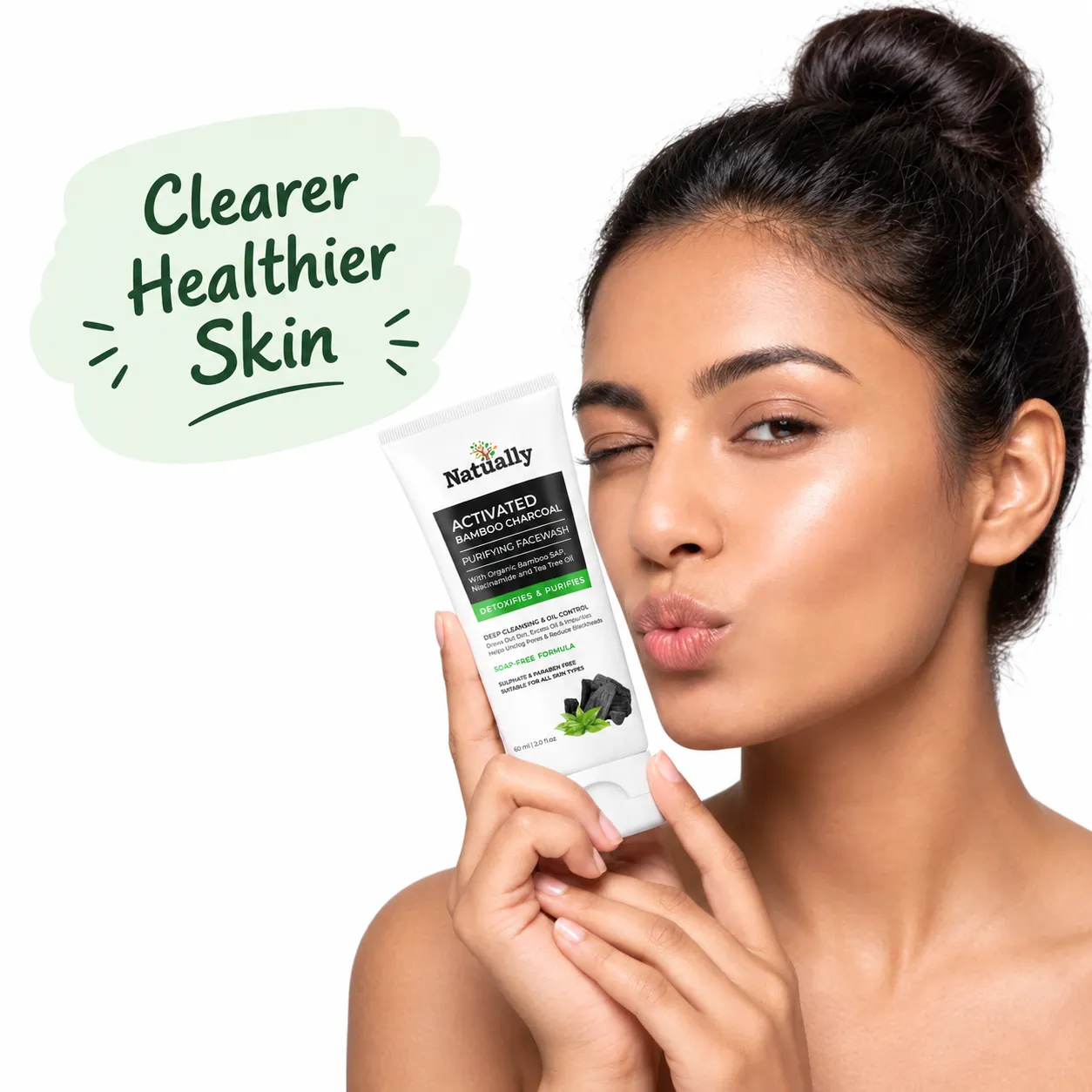 Natually Activated Bamboo Charcoal Purifying Facewash with Organic Bamboo Sap, Niacinamide & Tea Tree Oil – 60 ml - Image 6