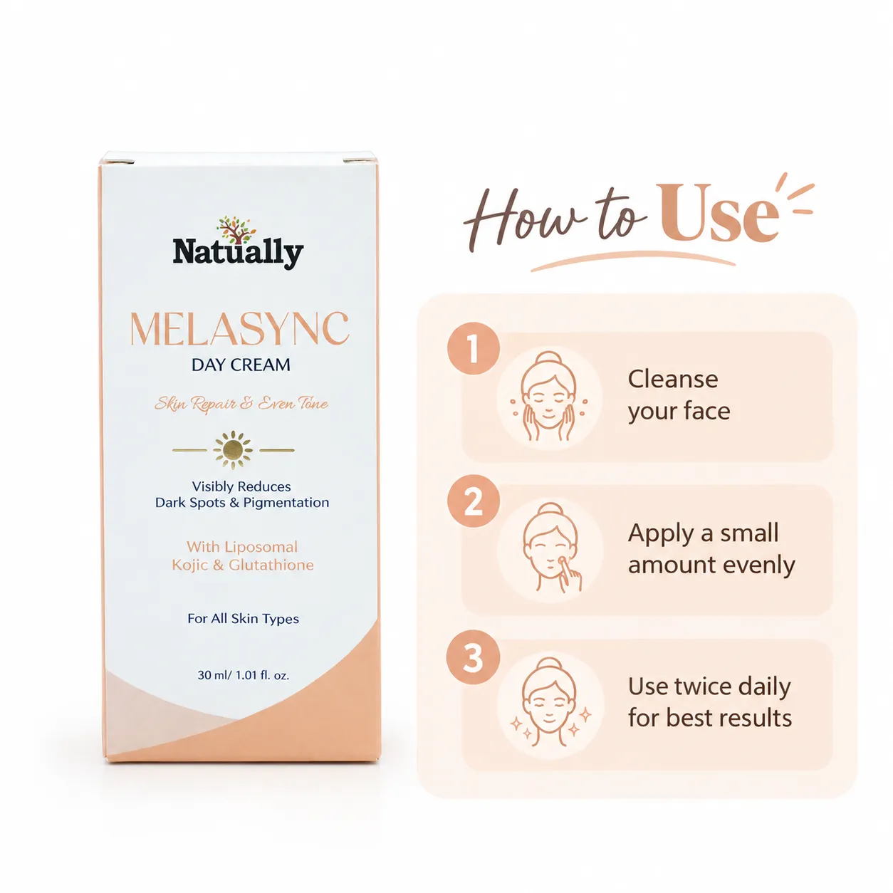 Natually Melasync Day Cream |Liposomal Kojic & Glutathione |30ml - Image 4