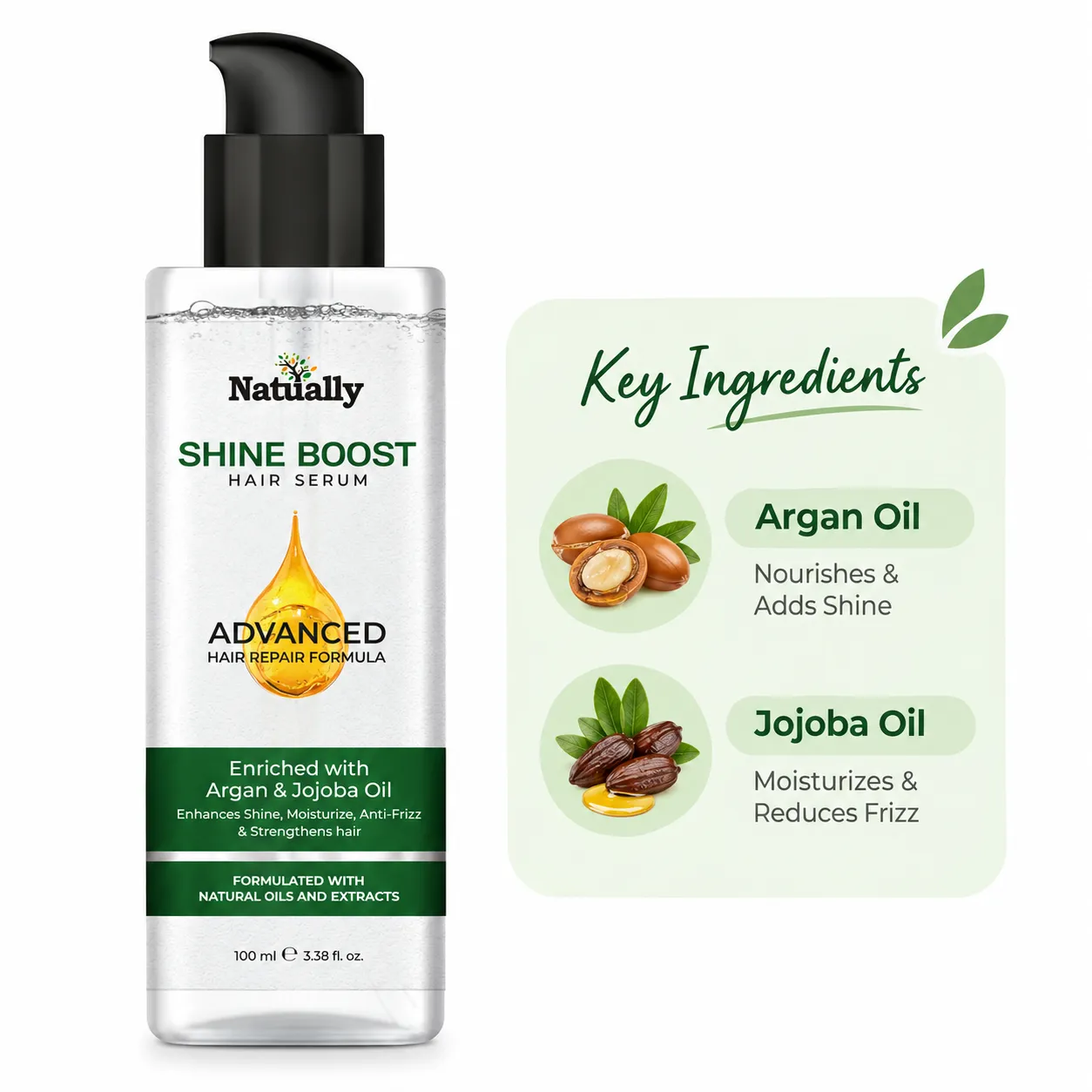 Natually Shine Boost Hair Serum & Enhance Shine ,Moisturize ,Anti Frizz &100ml - Image 3