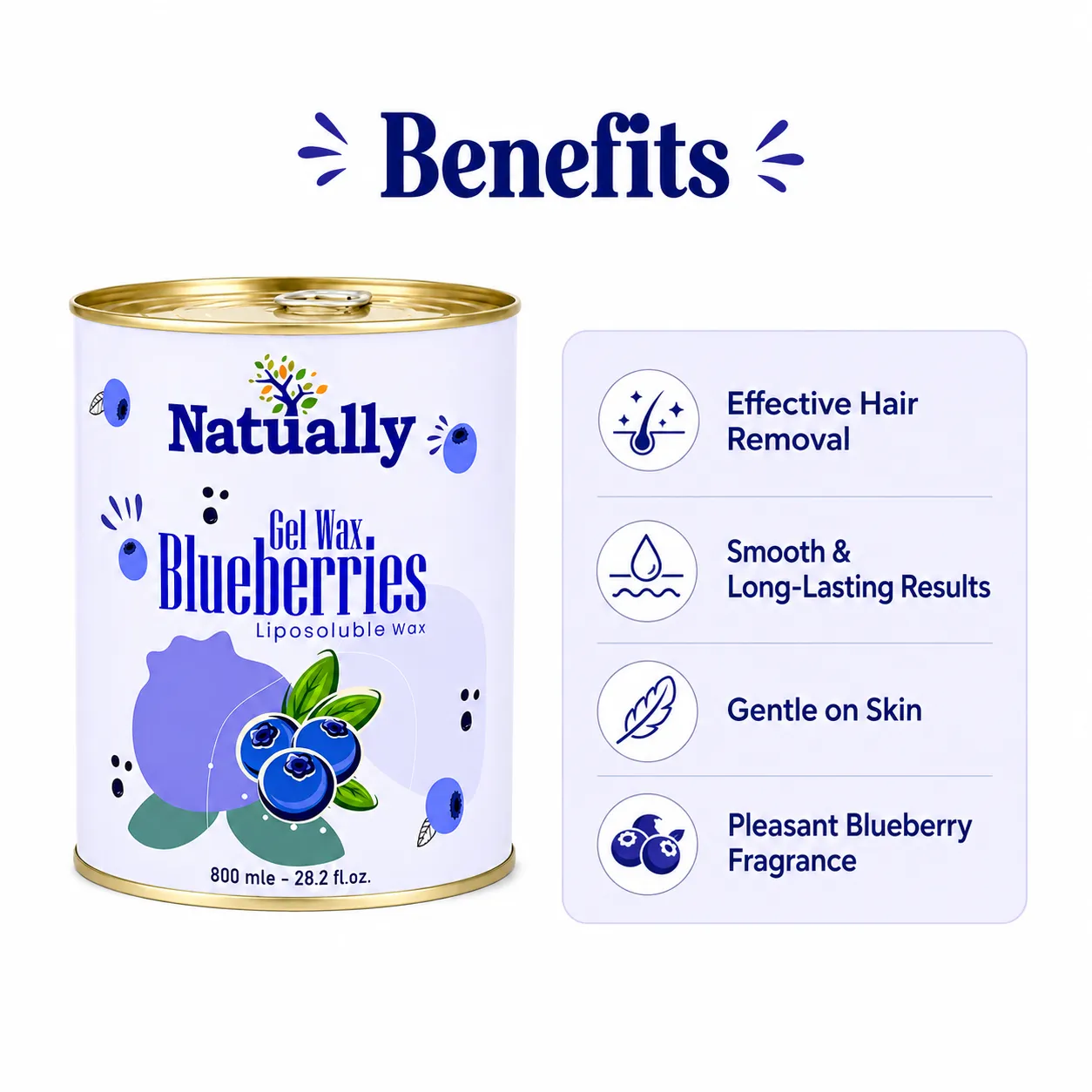 Natually Gel Wax Blueberries – Liposoluble Wax 800 ml - Image 2