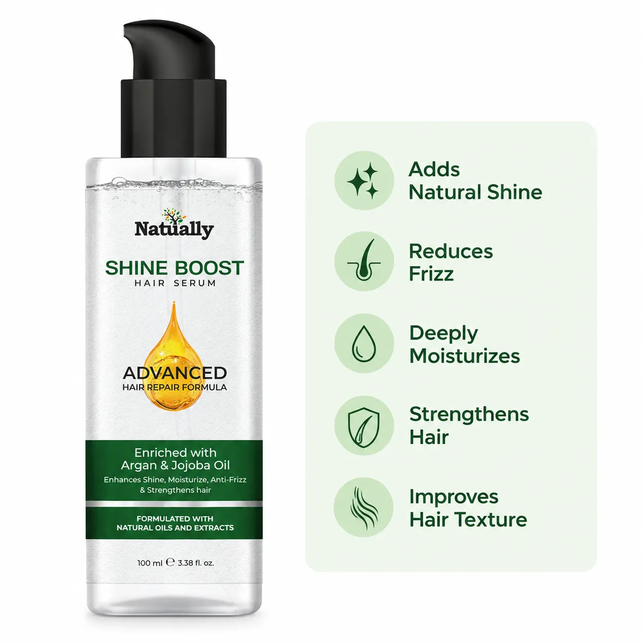 Natually Shine Boost Hair Serum & Enhance Shine ,Moisturize ,Anti Frizz &100ml - Image 2