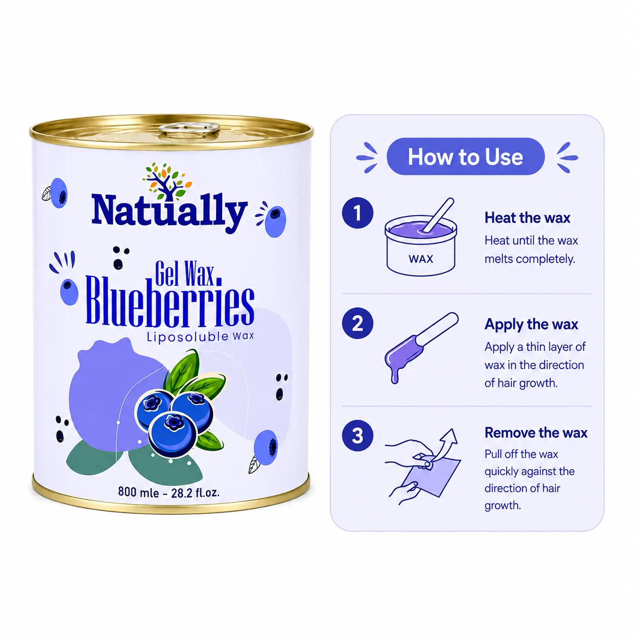 Natually Gel Wax Blueberries – Liposoluble Wax 800 ml - Image 4