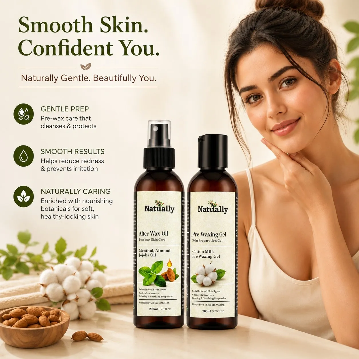 Natually Pre Waxing Gel & After Wax Oil Skin Care Combo (200ml + 200ml) - Image 5