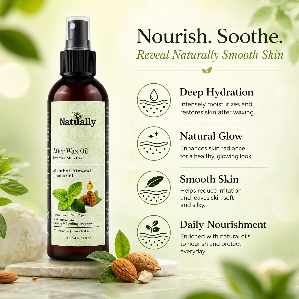 Natually After Wax Oil – Post Wax Skin Care Oil (200ml) - Image 2