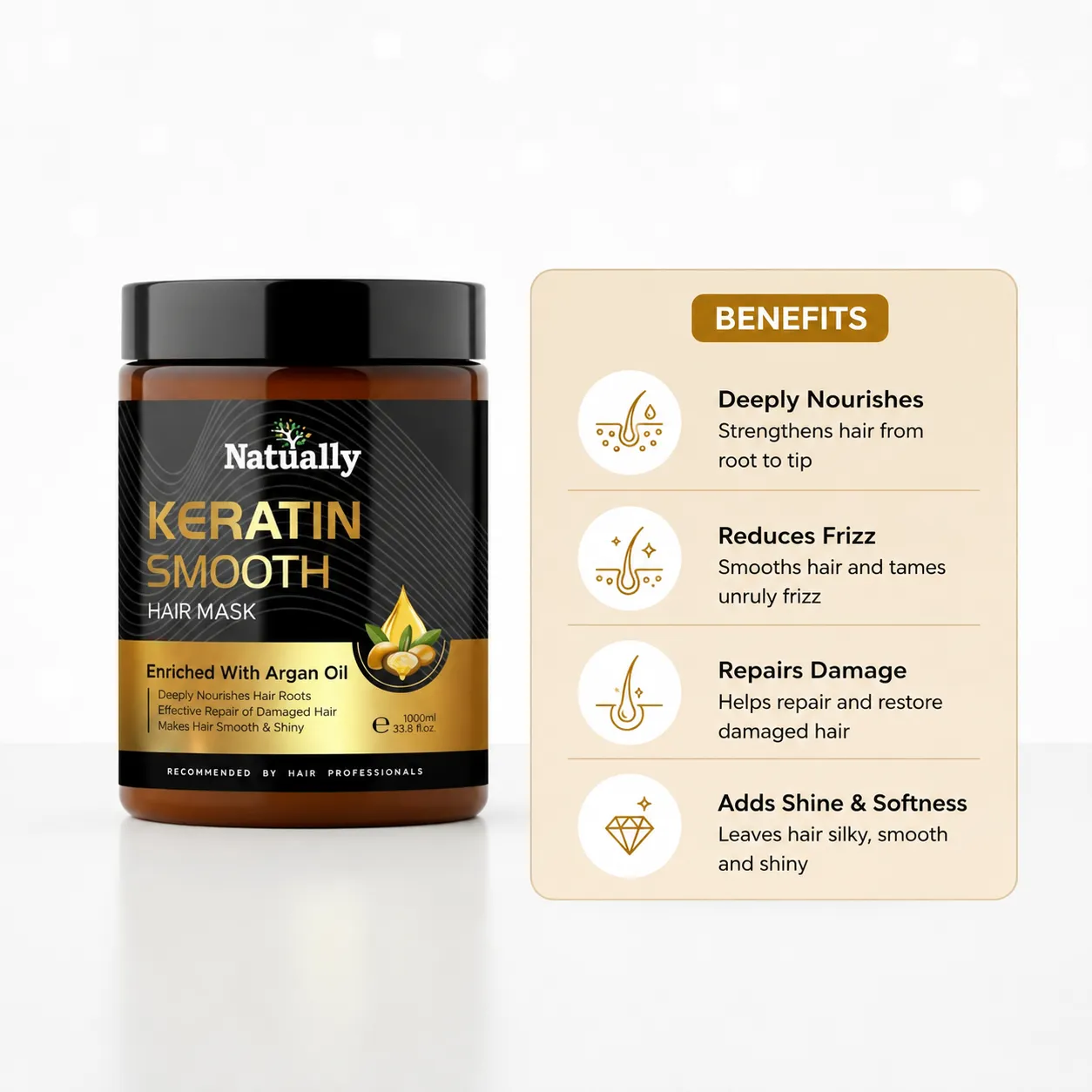 Natually Keratin Smooth Hair Mask – Deep Nourishing Hair Treatment - Image 2