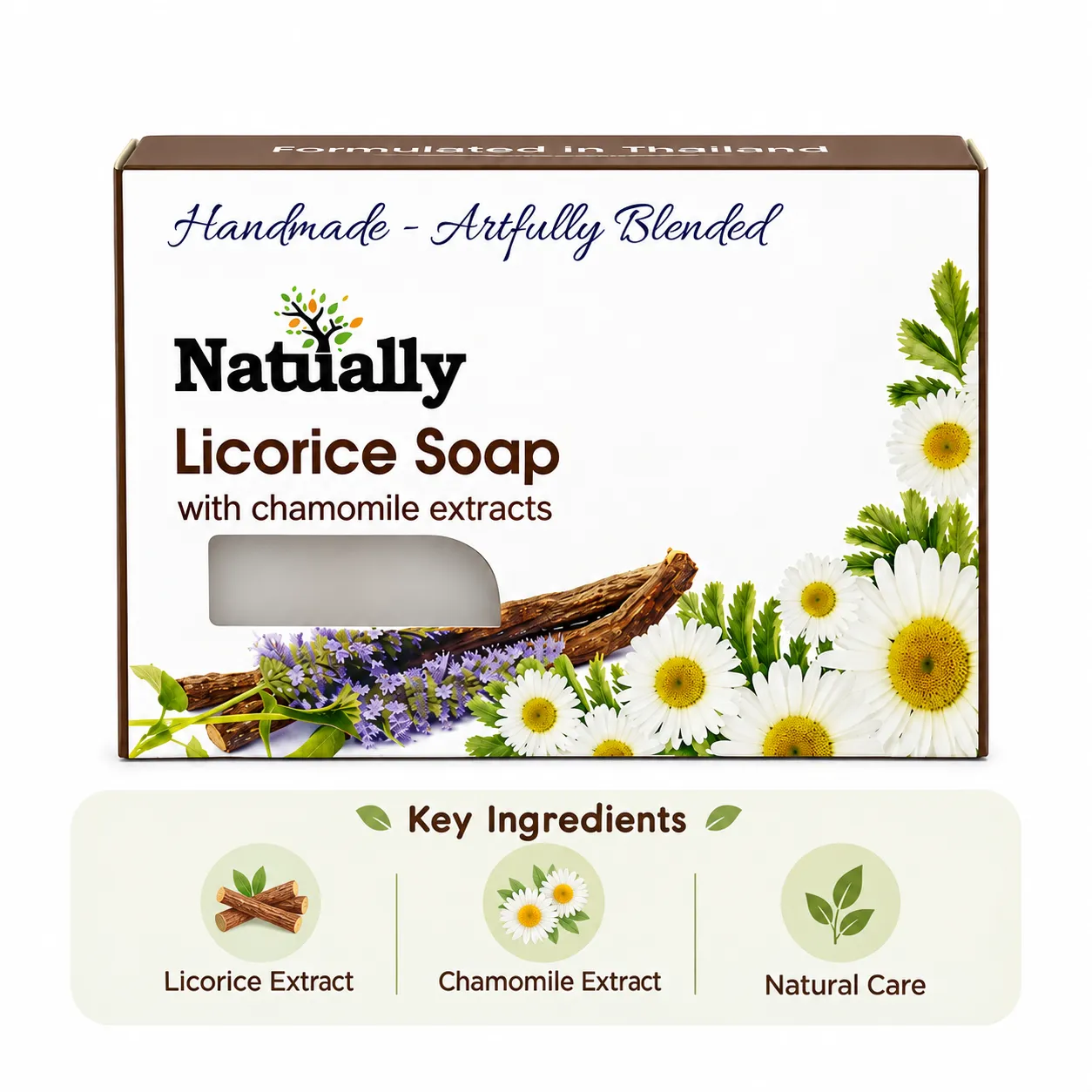 NATUALLY 100% Handmade Licorice Bath Soap - Face & Body Soap Bar with Chamomile Extracts - 125 Grams (Pack of 1) - Image 4