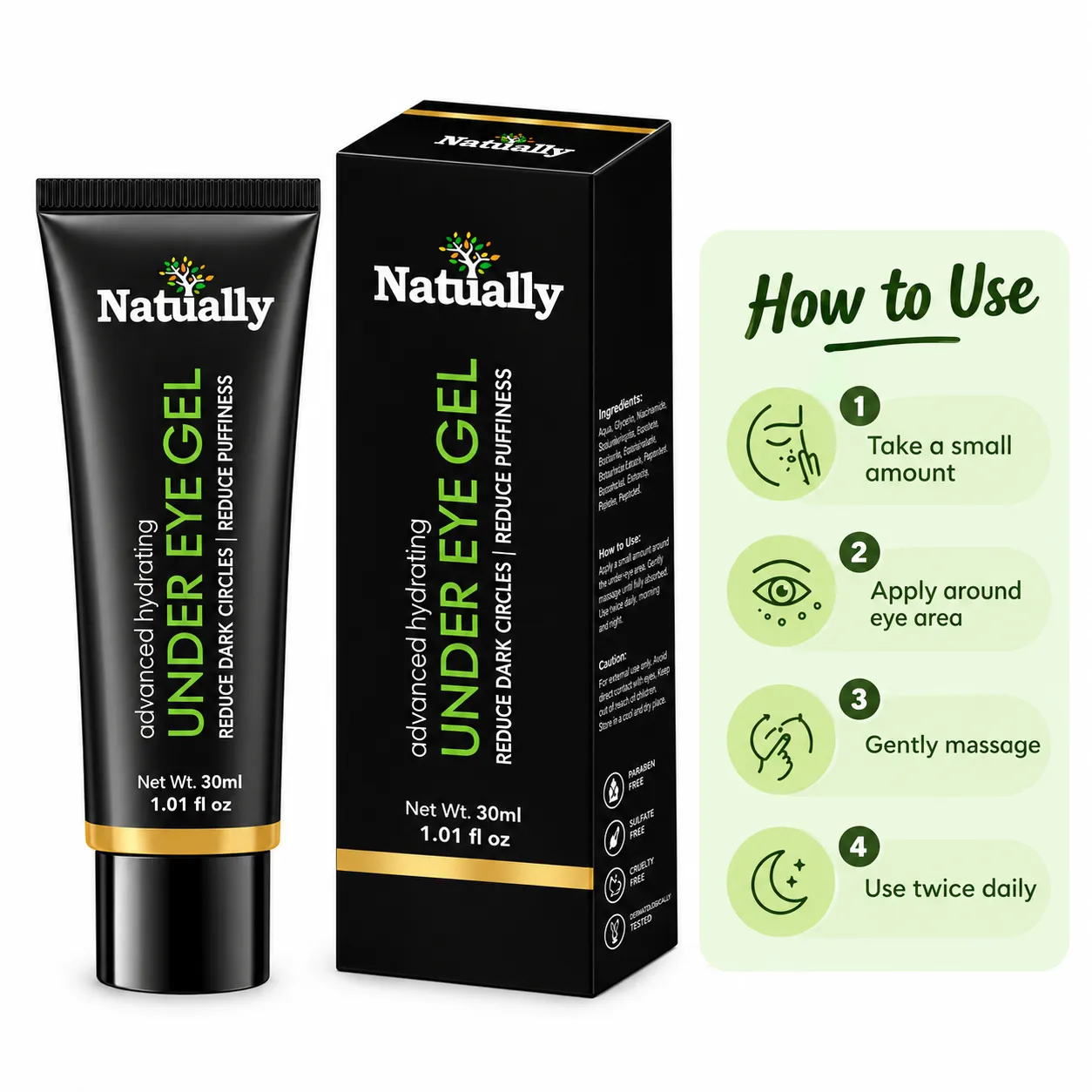 NATUALLY Advanced Hydrating Under Eye Cream Gel - 30ml - Image 4