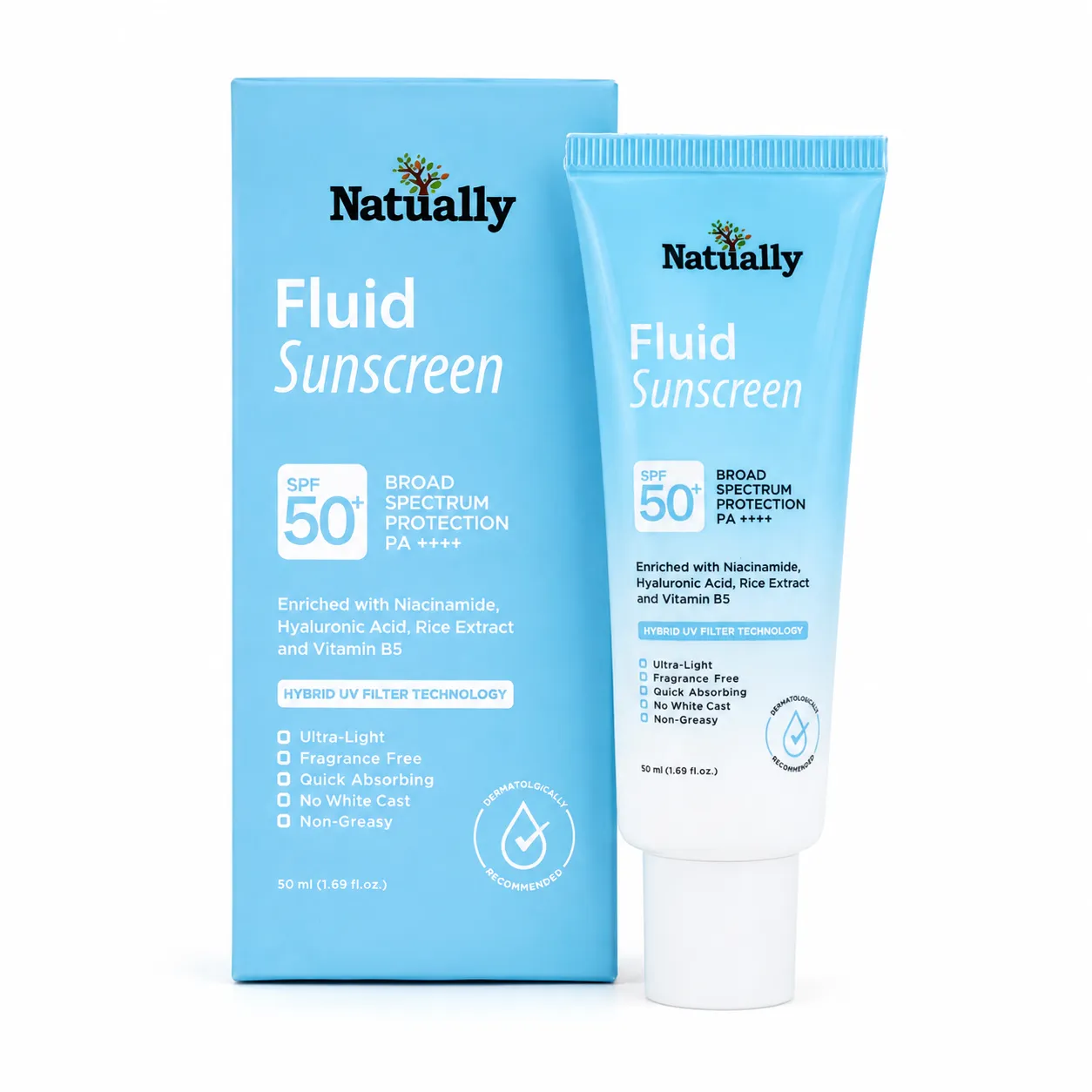 Natually Fluid Sunscreen SPF 50+ | Broad Spectrum Protection PA++++