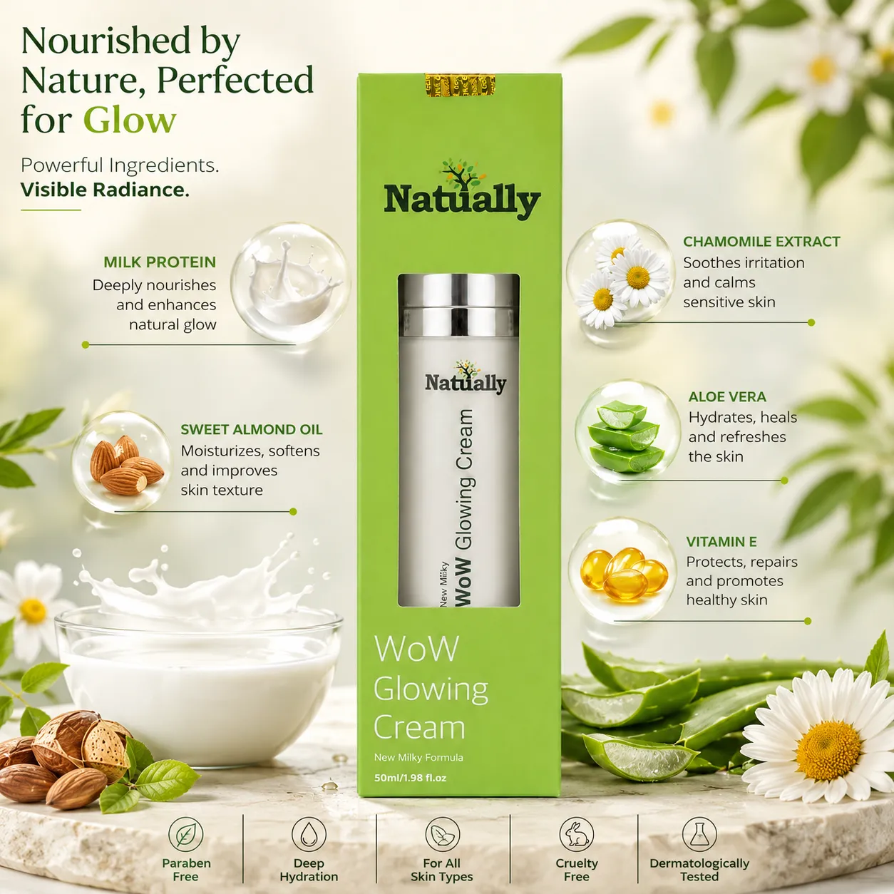 Natually WoW Glowing Cream – New Milky Formula (50ml) - Image 5