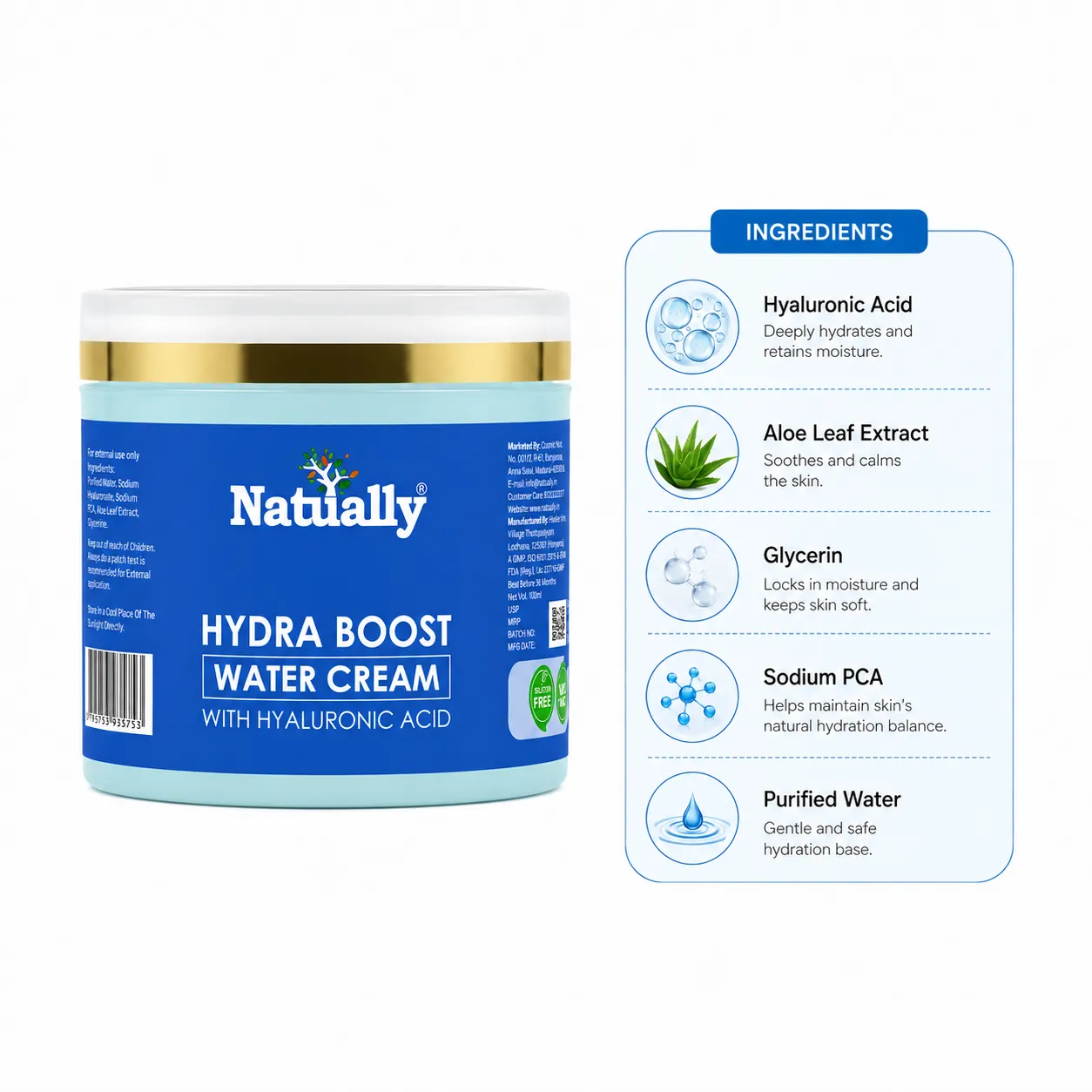 Natually Hydra Boost Water Cream 100ml - Image 3