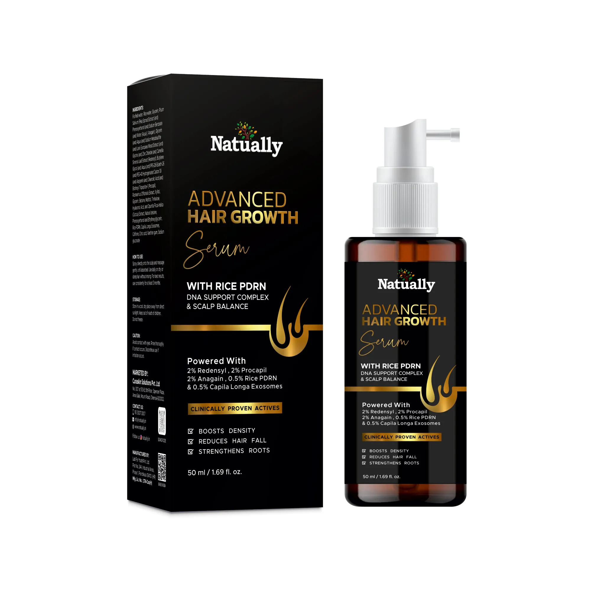 Natually Advanced Hair Growth Serum with Rice PDRN