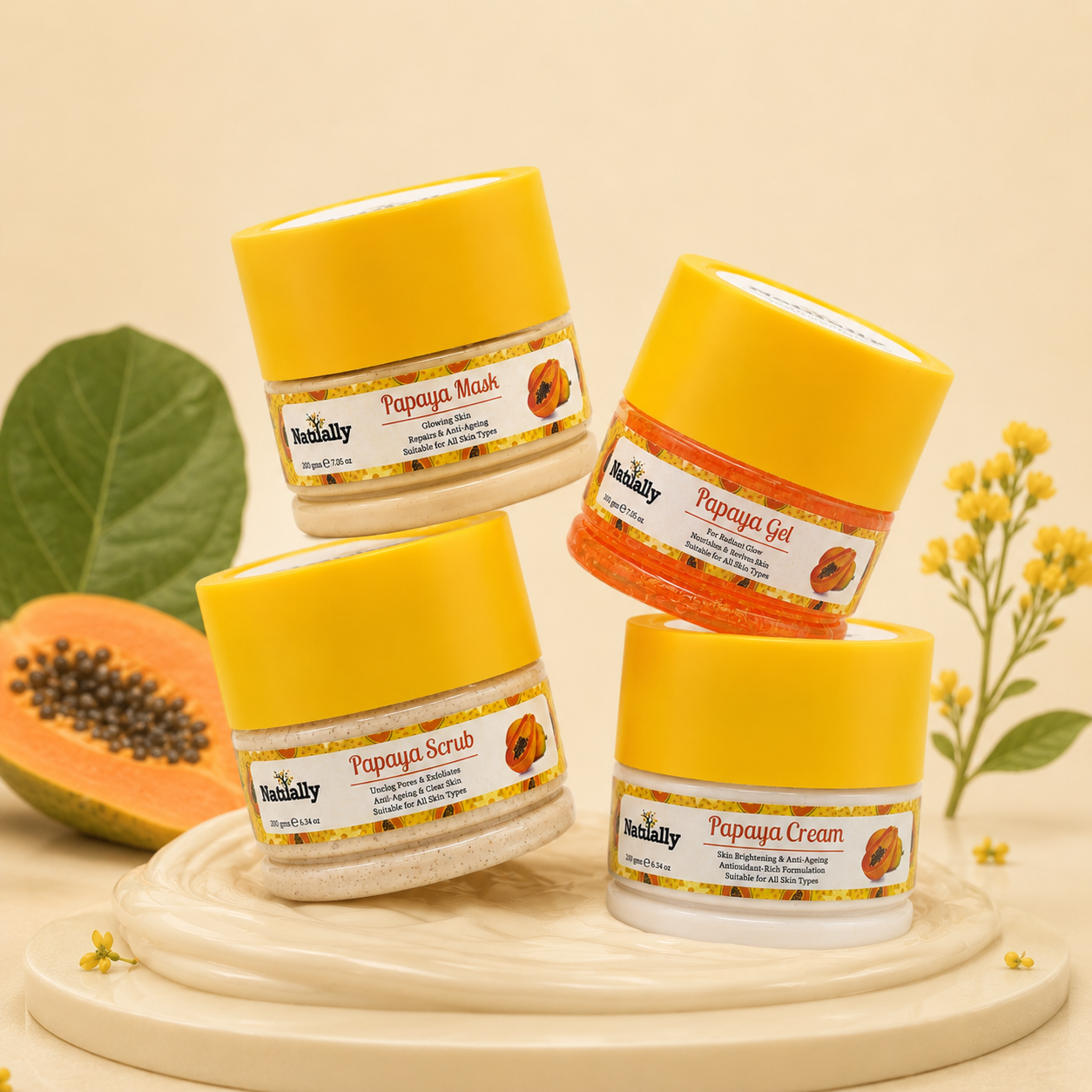 Natually Papaya Eco Glow Kit - Exfoliate & Hydrate -200g*4
