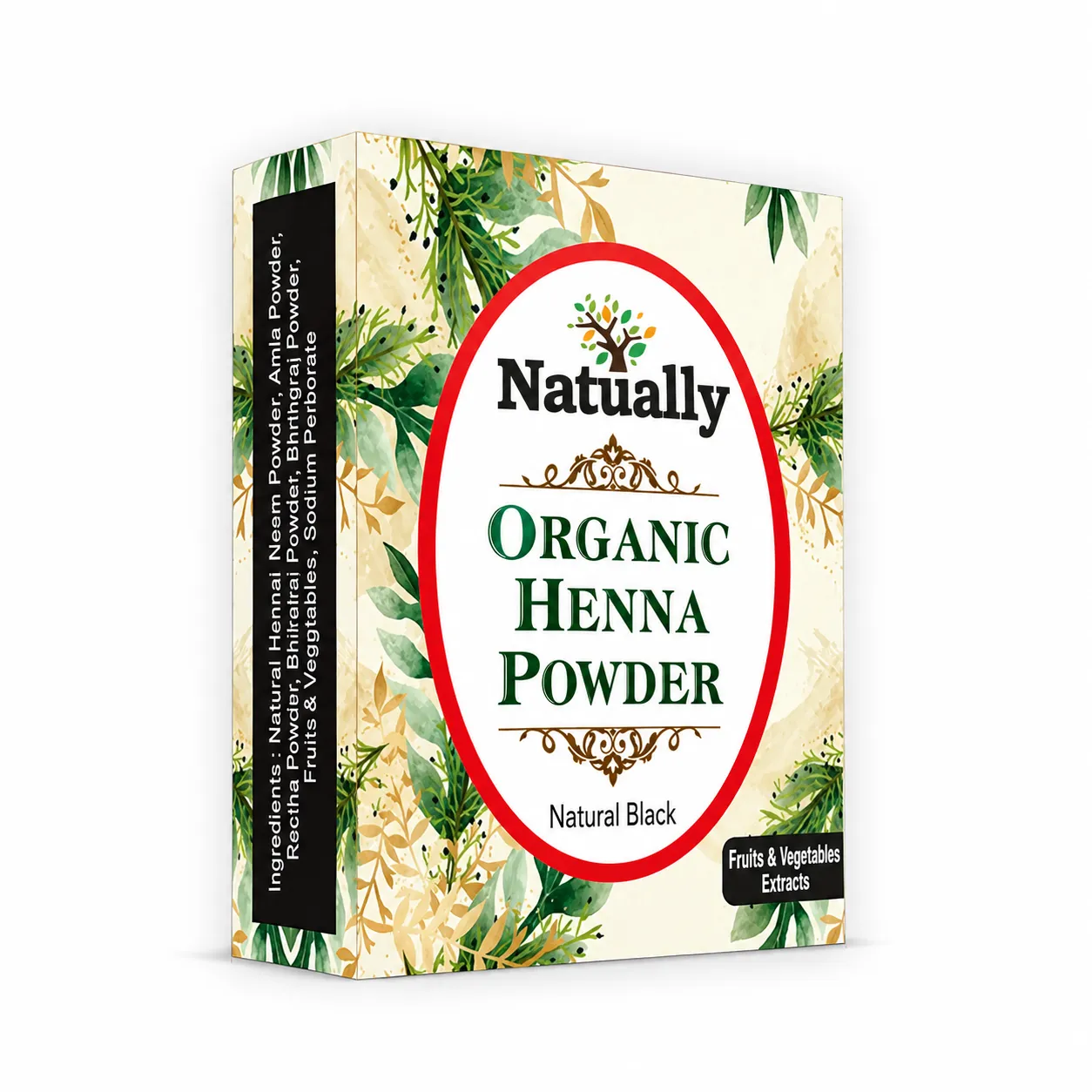 Natually 100% Organic Vegetables & Fruits Black Henna (10g x 4)
