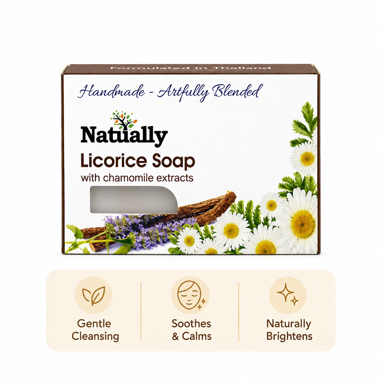 NATUALLY 100% Handmade Licorice Bath Soap - Face & Body Soap Bar with Chamomile Extracts - 125 Grams (Pack of 1) - Image 3
