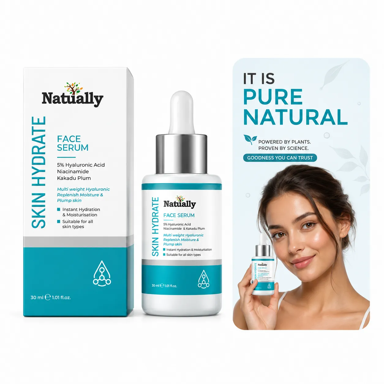 Natually Pure & Natural Hyaluronic Acid Face Serum – 5% Hydration Boost | 15ml - Image 5