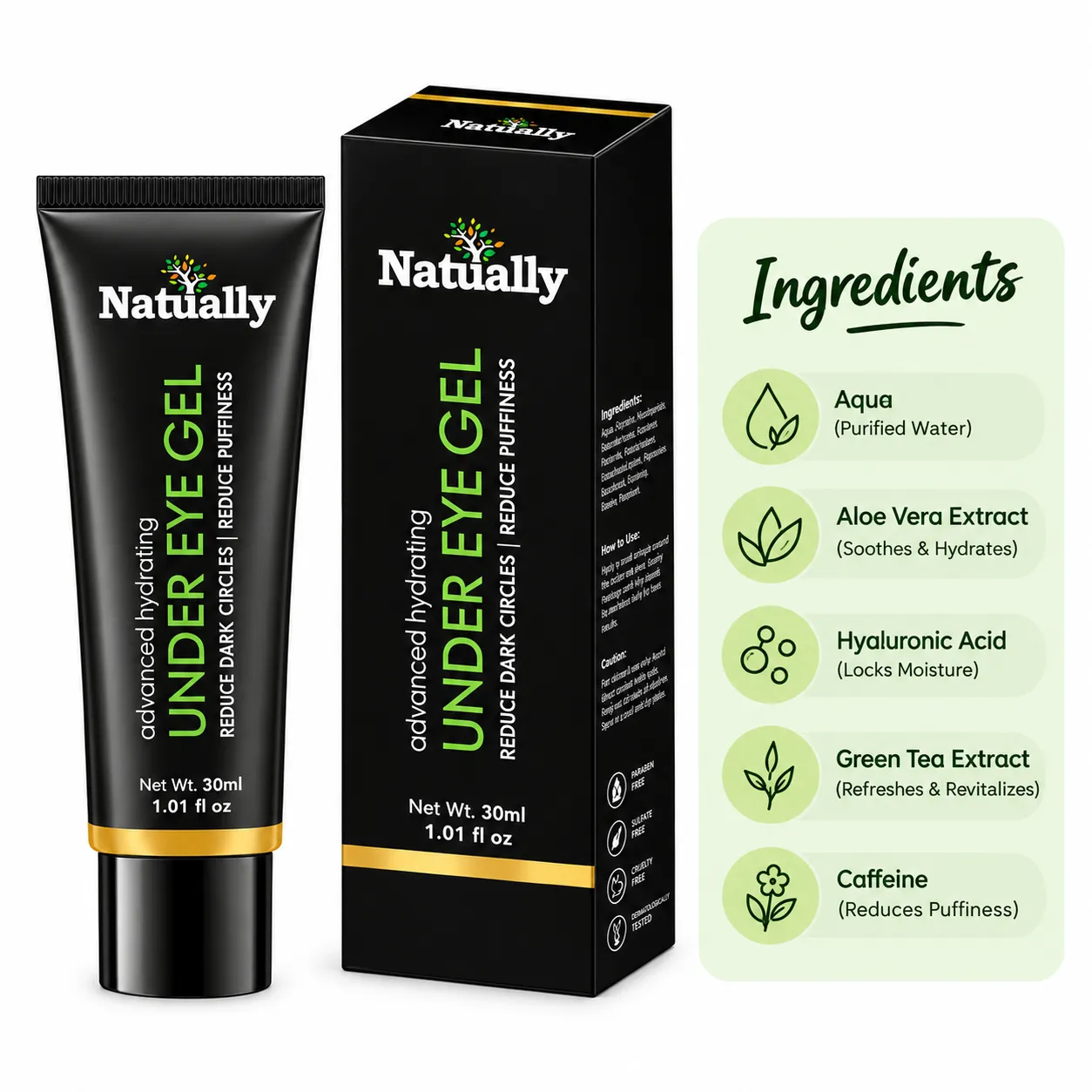 NATUALLY Advanced Hydrating Under Eye Cream Gel - 30ml - Image 3