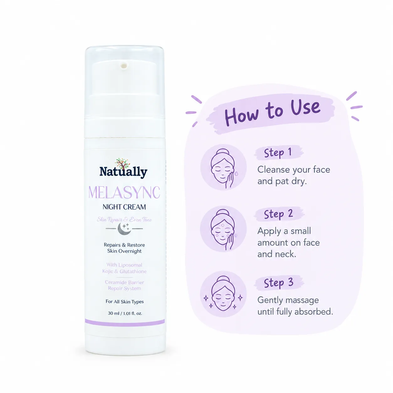 Natually MelaSync Night Cream| Repairs & Restore Skin Overnight |30g - Image 4