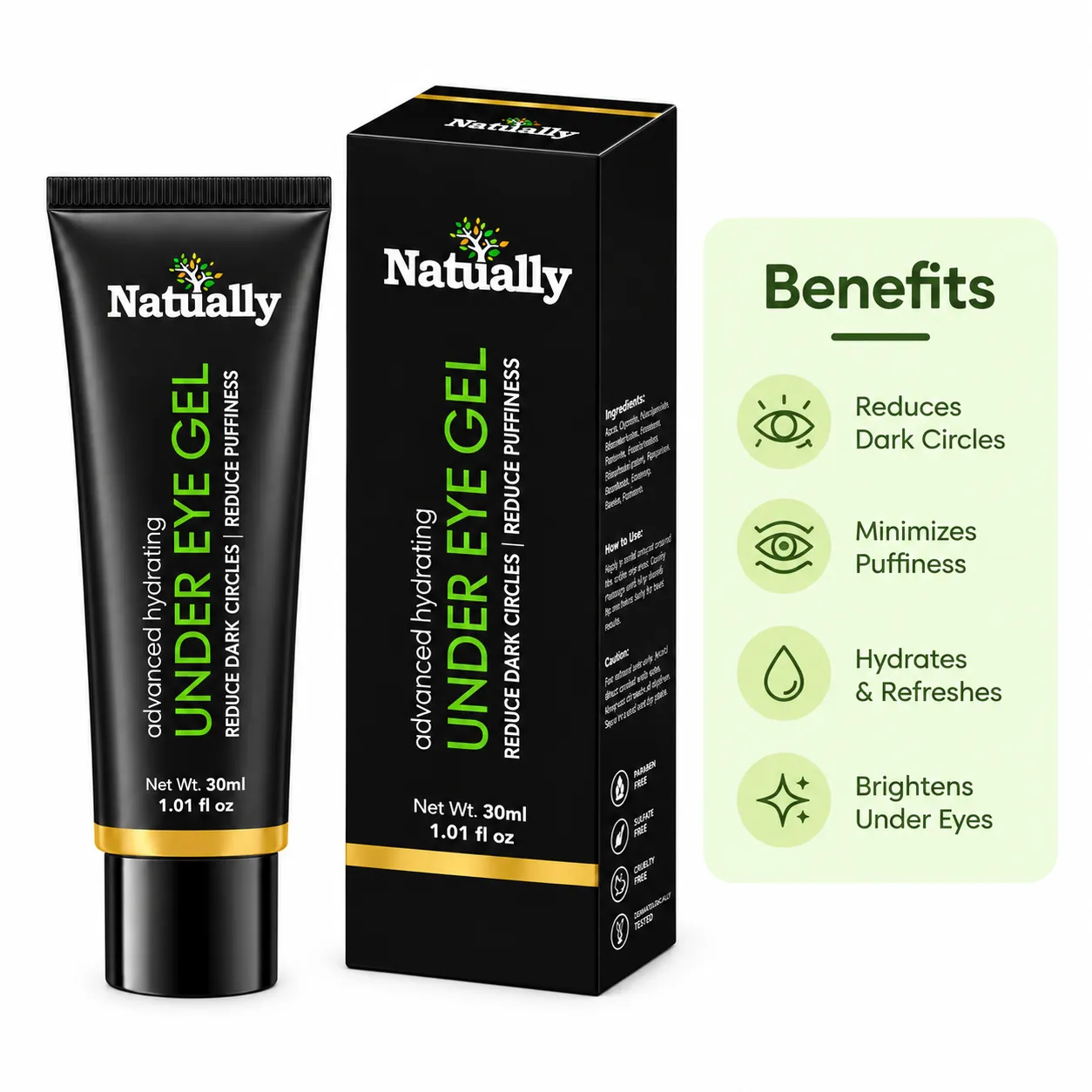 NATUALLY Advanced Hydrating Under Eye Cream Gel - 30ml - Image 2