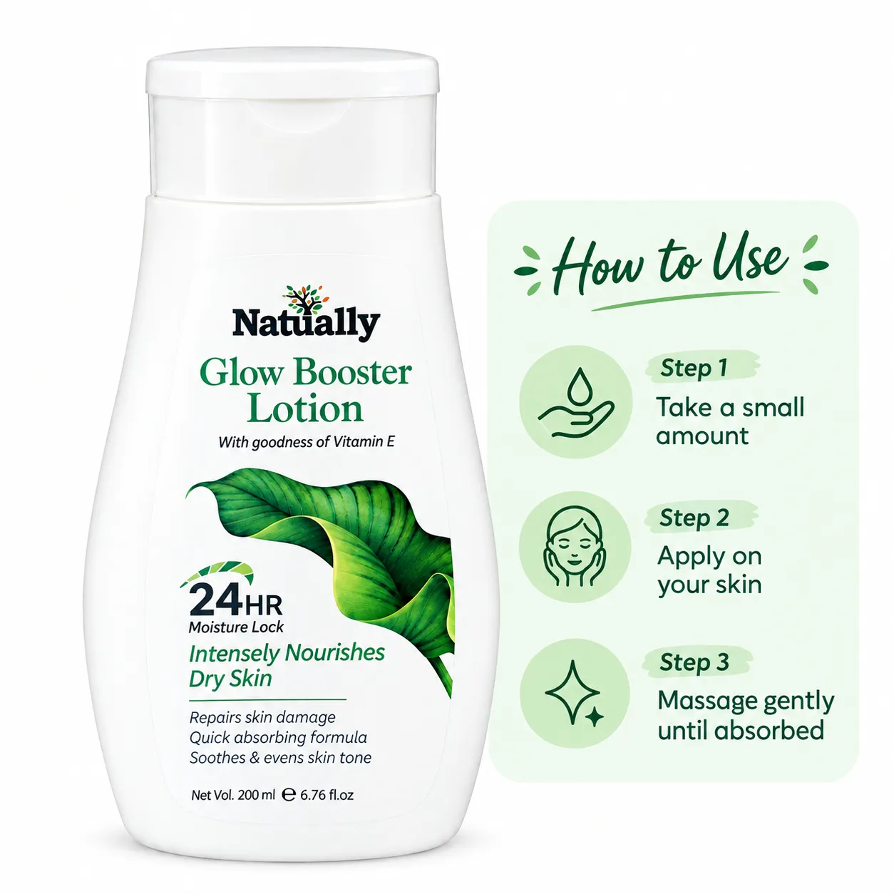 Natually Glow Booster Lotion with Vitamin E – 24HR Moisture Lock for Dry Skin - Image 4