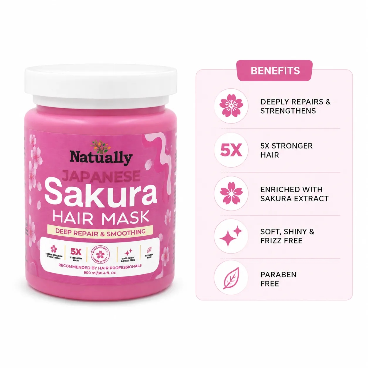 Natually Japanese Sakura Hair Mask – Deep Repair & Smoothing - Image 2