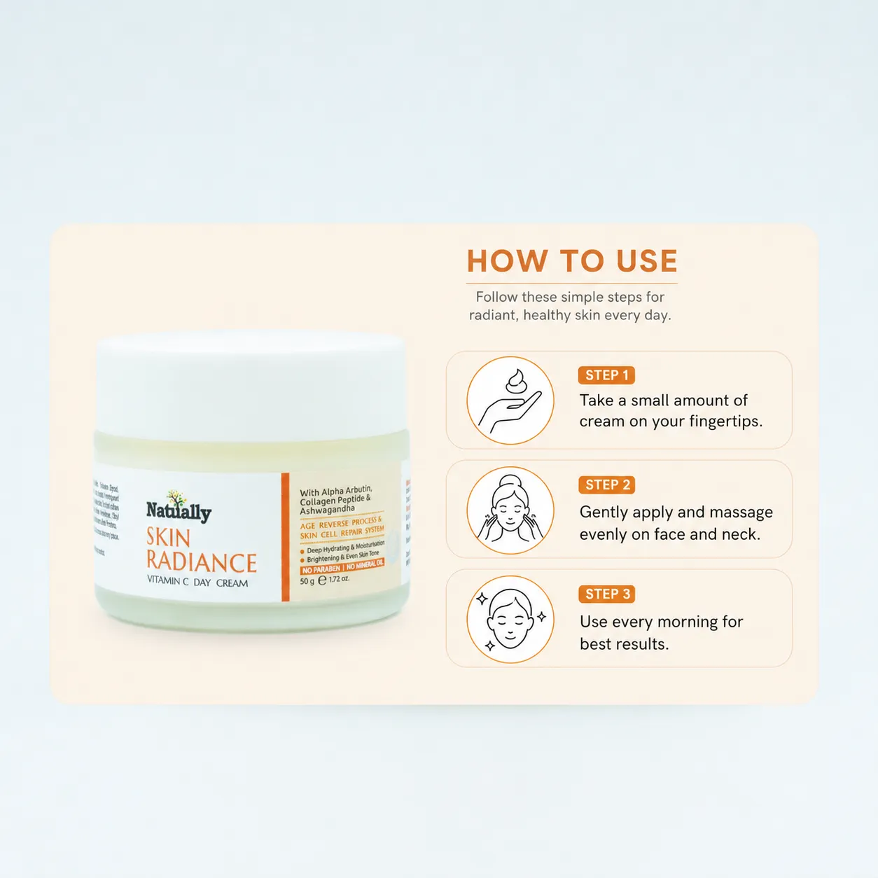 Natually Skin Radiance Vitamin C Day Cream – 50 g - Image 4