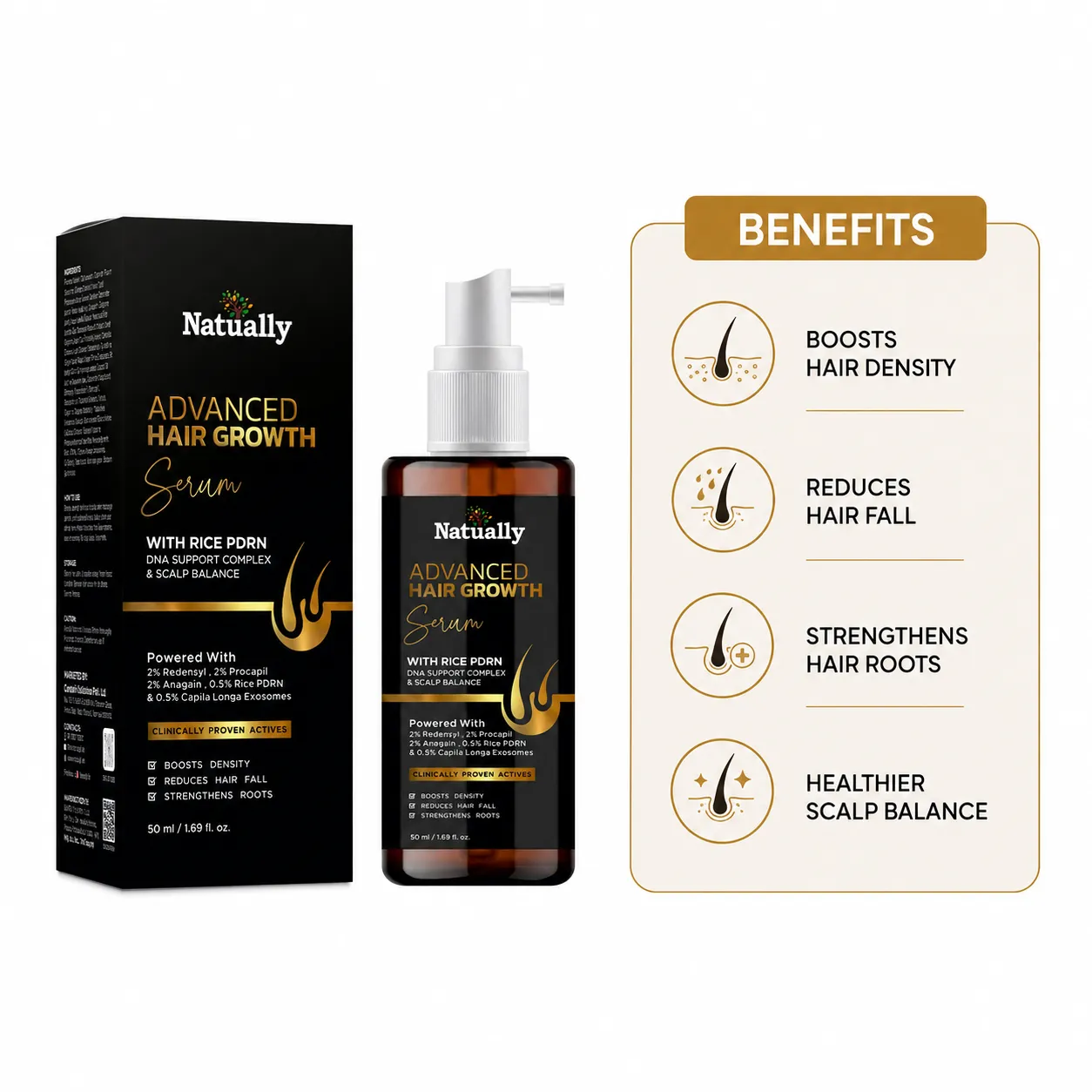 Natually Advanced Hair Growth Serum with Rice PDRN - Image 2