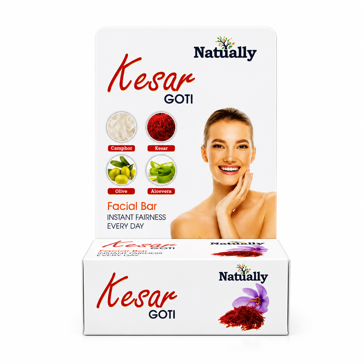 Natually Kesar GOTI Facial Bar – Instant Fairness Everyday Soap (25g)