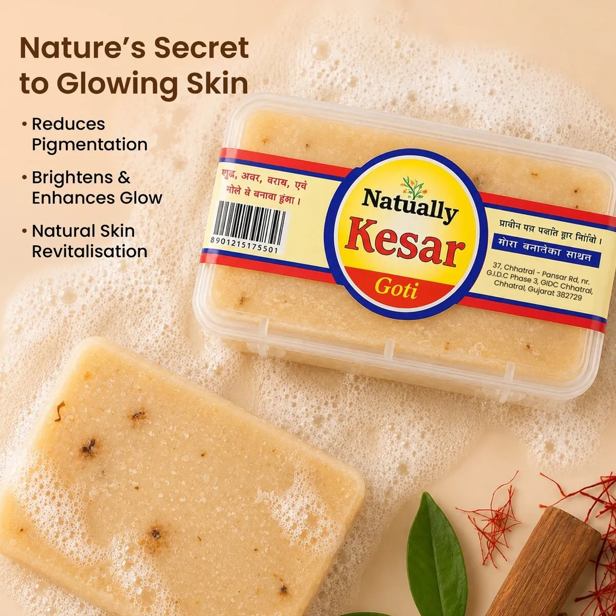 Natually Kesar Goti – Premium Traditional Beauty Cleansing Bar - Image 5