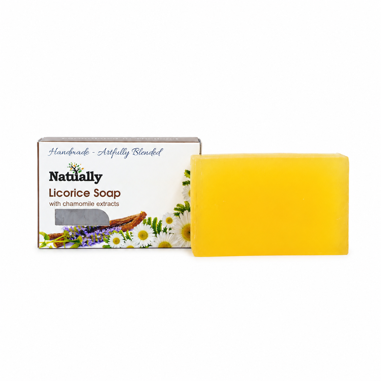 NATUALLY 100% Handmade Licorice Bath Soap - Face & Body Soap Bar with Chamomile Extracts - 125 Grams (Pack of 1) - Image 1