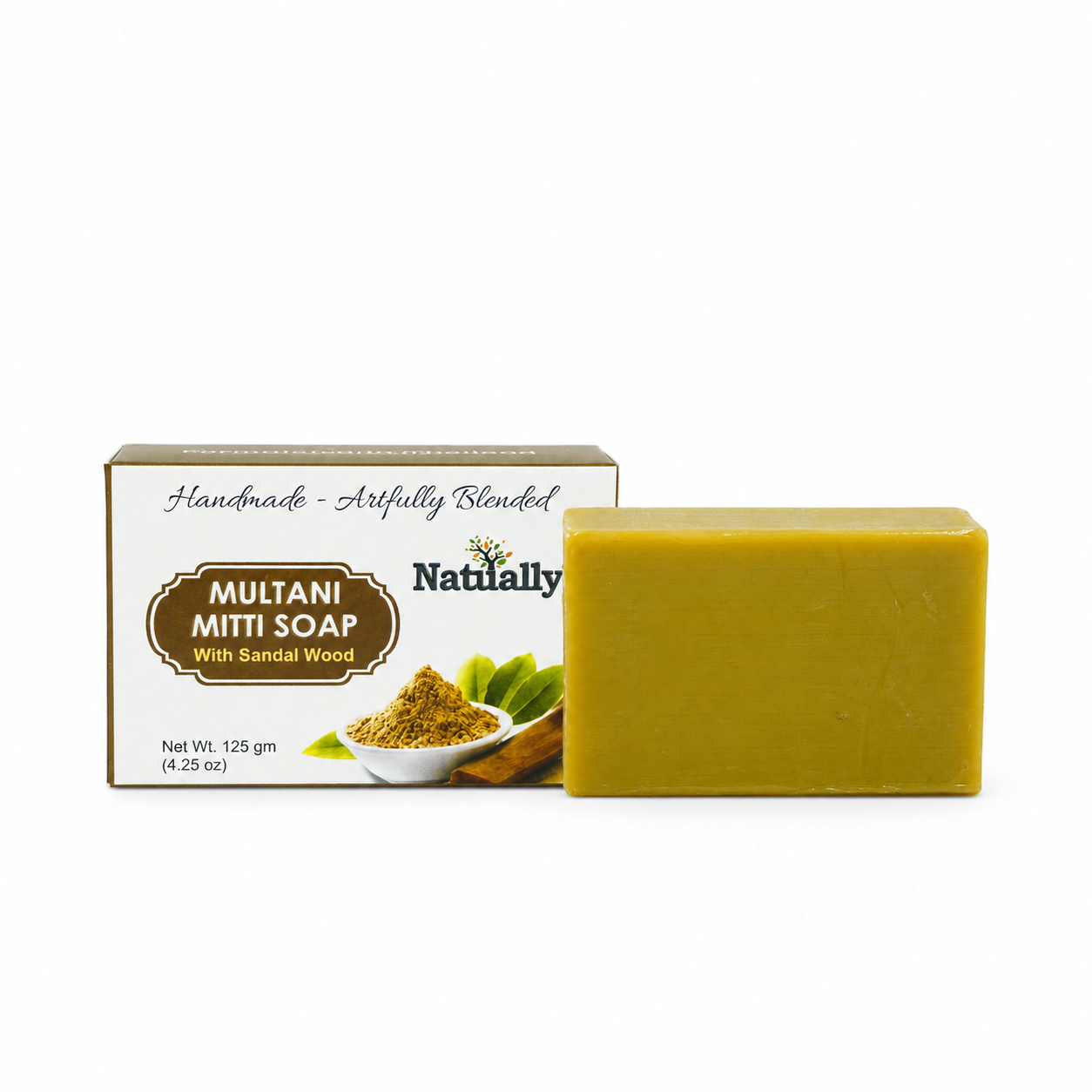 Natually Multani Mitti Soap with Sandal Wood – Handmade Herbal Cleansing Bar