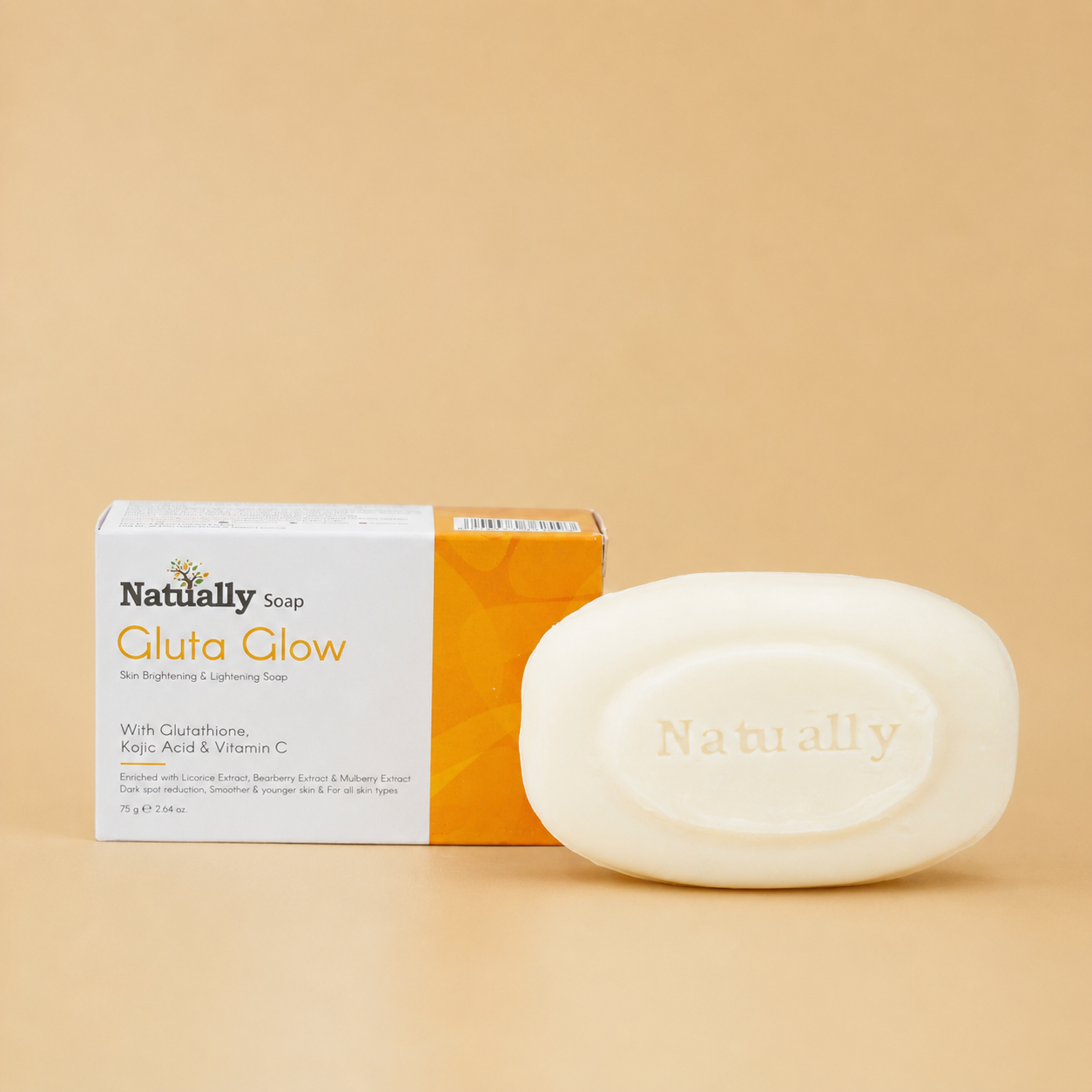 Natually Gluta Glow Soap - Glutathione, kojic acid & Vit-C -75Gms