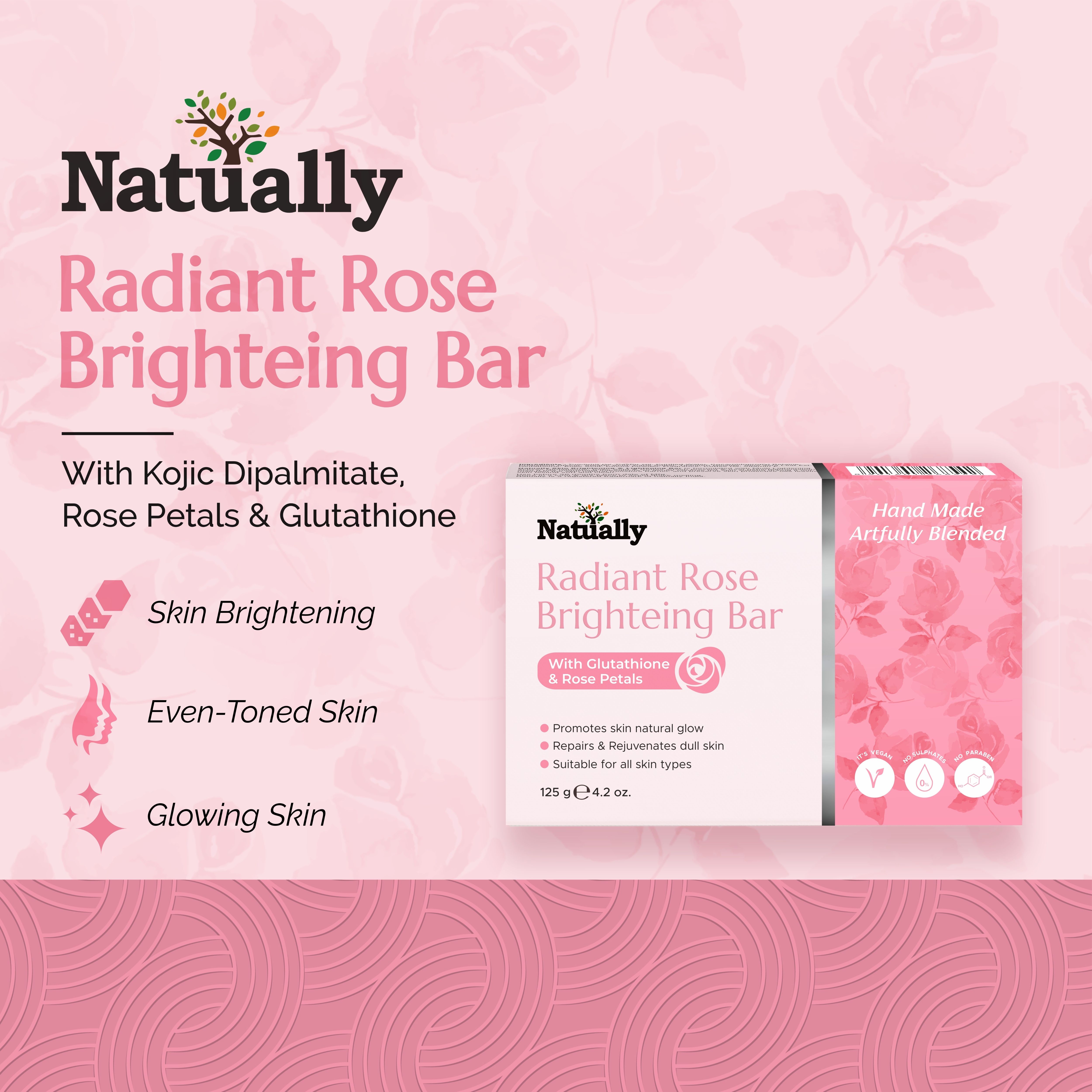 Natually Radiant Rose Brightening Bar with Rose Petals – 125g - Image 6