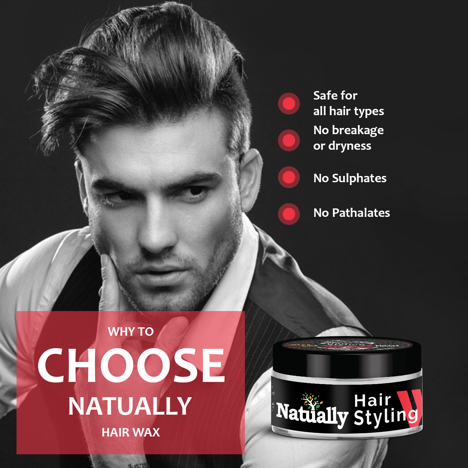 Natually Ultra Hold Hair Styling Wax For Men - Image 4