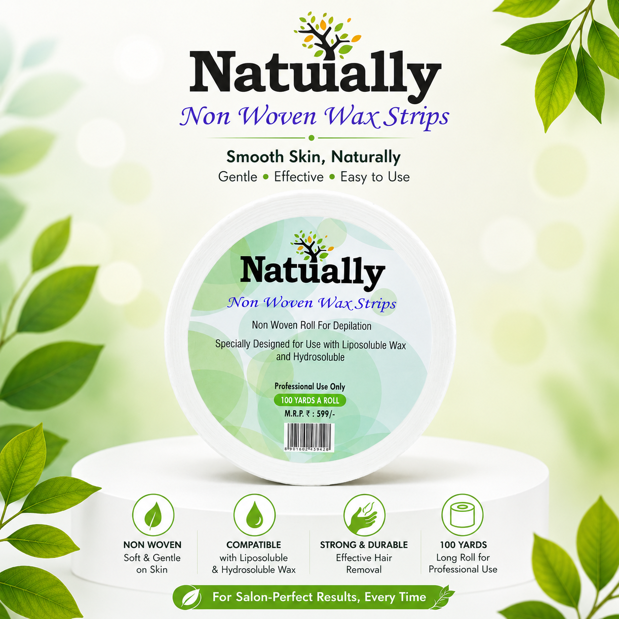 Natually Non Woven Wax Strips Roll – Professional Hair Removal Roll (100 Yards) - Image 2