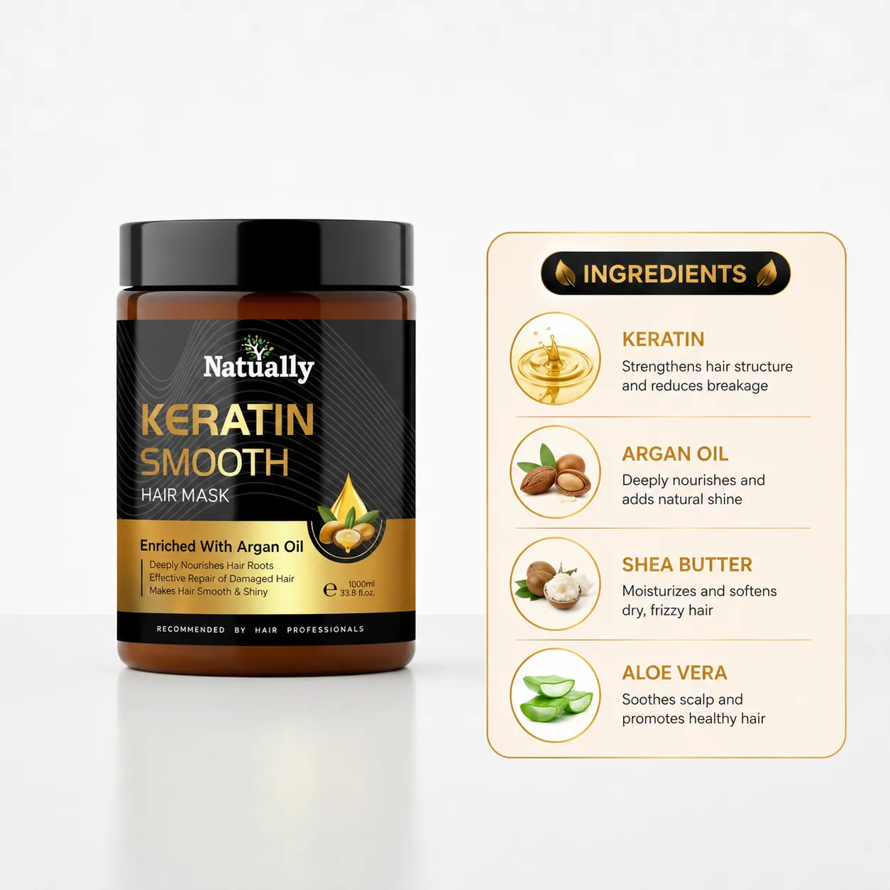 Natually Keratin Smooth Hair Mask – Deep Nourishing Hair Treatment - Image 3