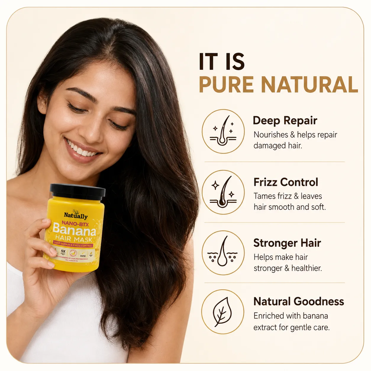 Natually Nano-BTX Banana Hair Mask – Deep Repair & Frizz Control - Image 5