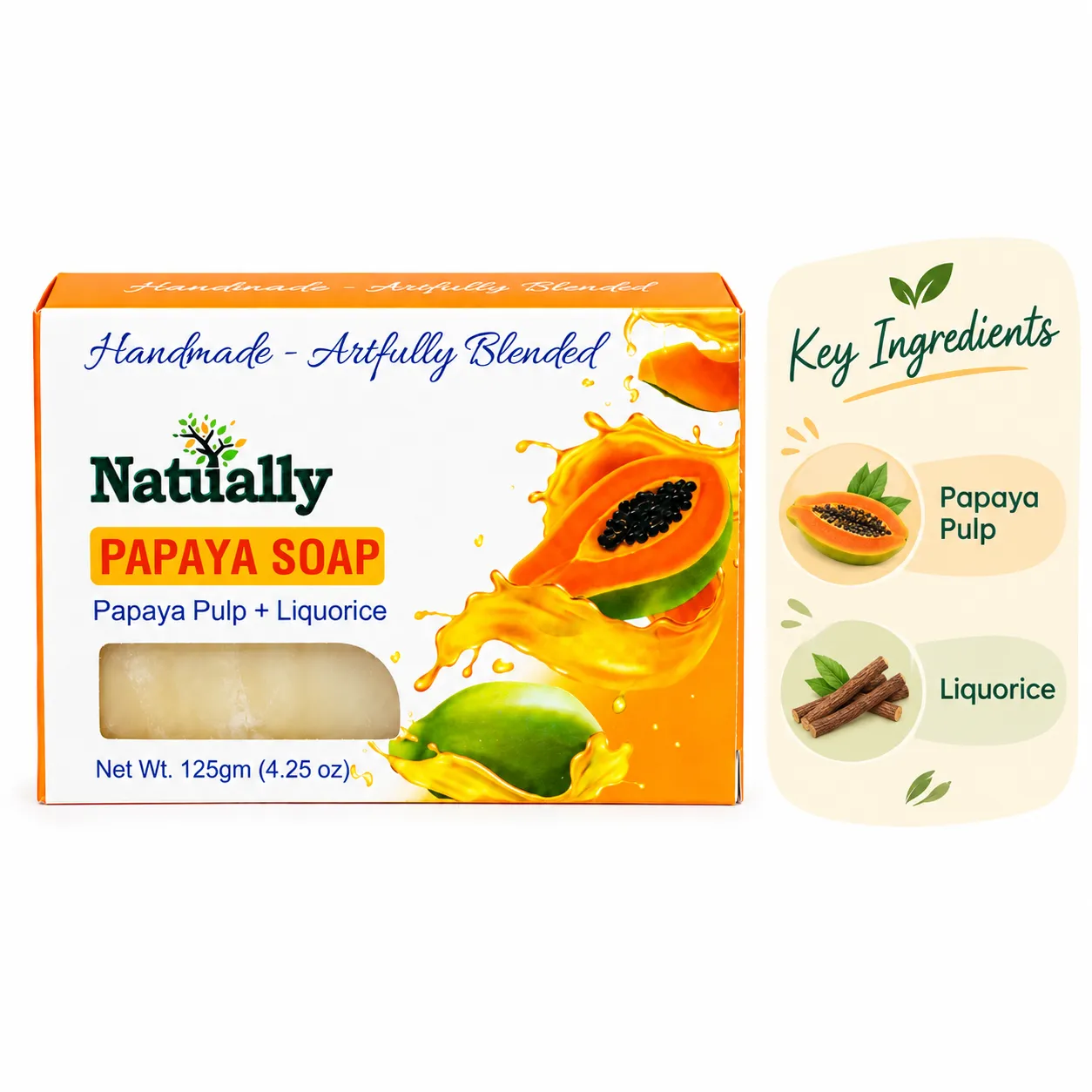 Glowing Skin Papaya Soap – Handmade with Papaya Pulp & Liquorice - Image 5