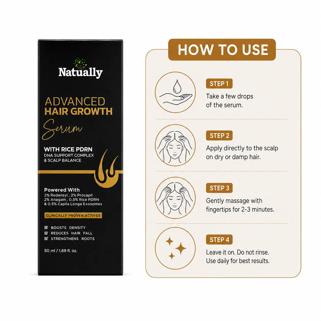 Natually Advanced Hair Growth Serum with Rice PDRN - Image 4