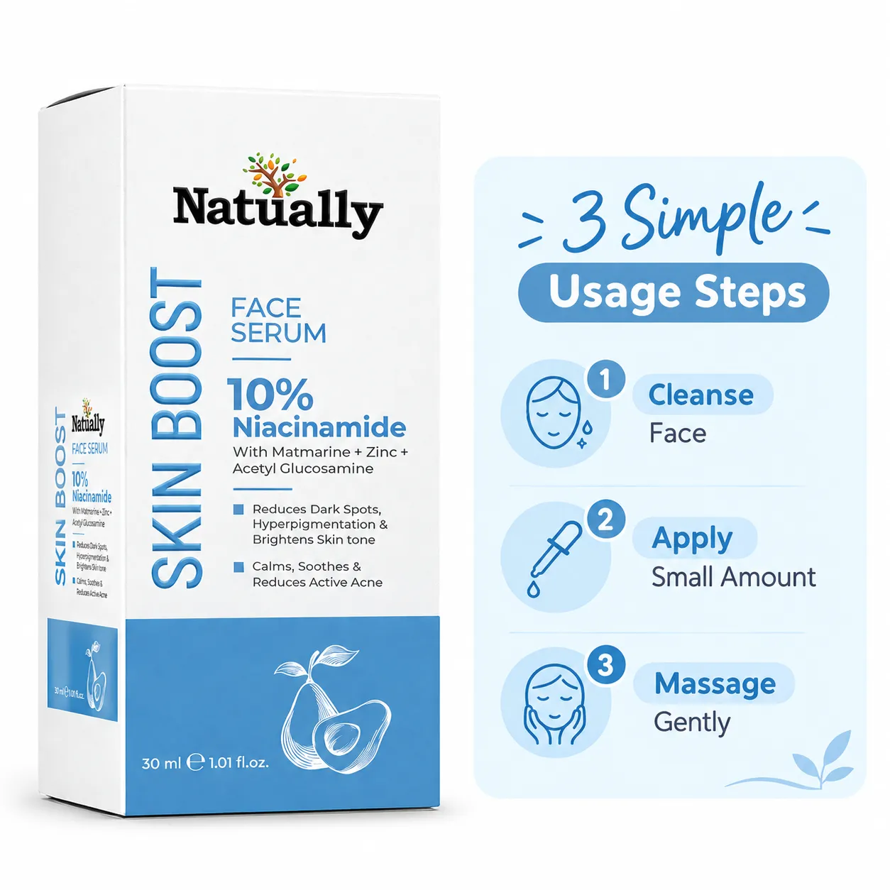 Natually Skin Boost 10% Niacinamide Face Serum 30ml - Image 4