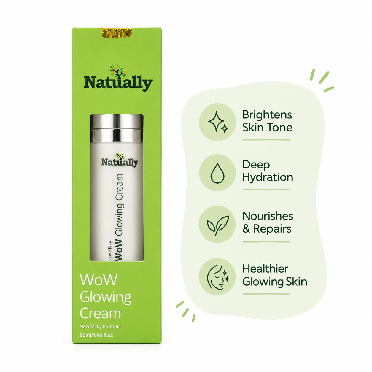 Natually WoW Glowing Cream – New Milky Formula (50ml) - Image 3