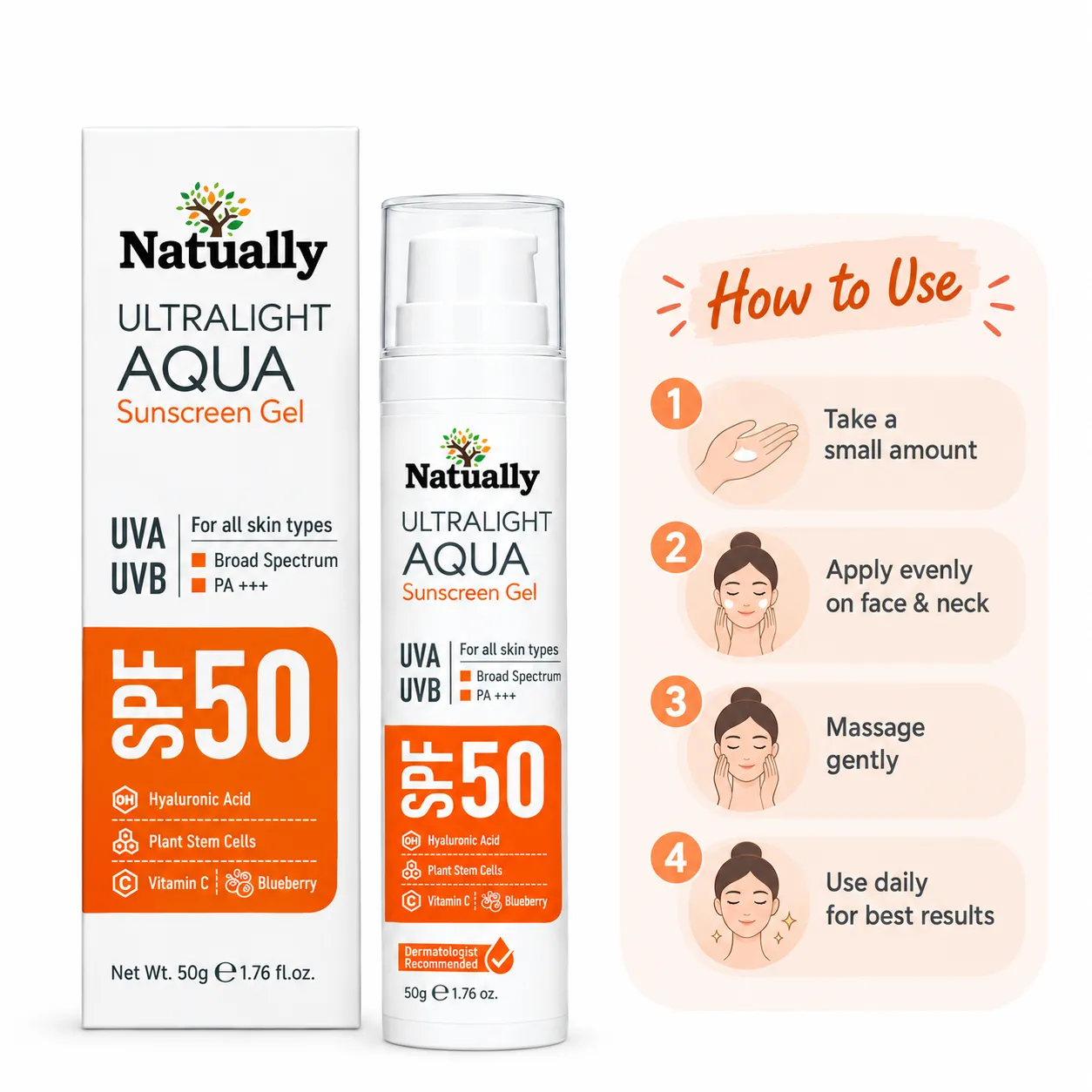 Natually Ultra Matte Aqua Sunscreen Gel SPF 50 PA+++ - Image 4