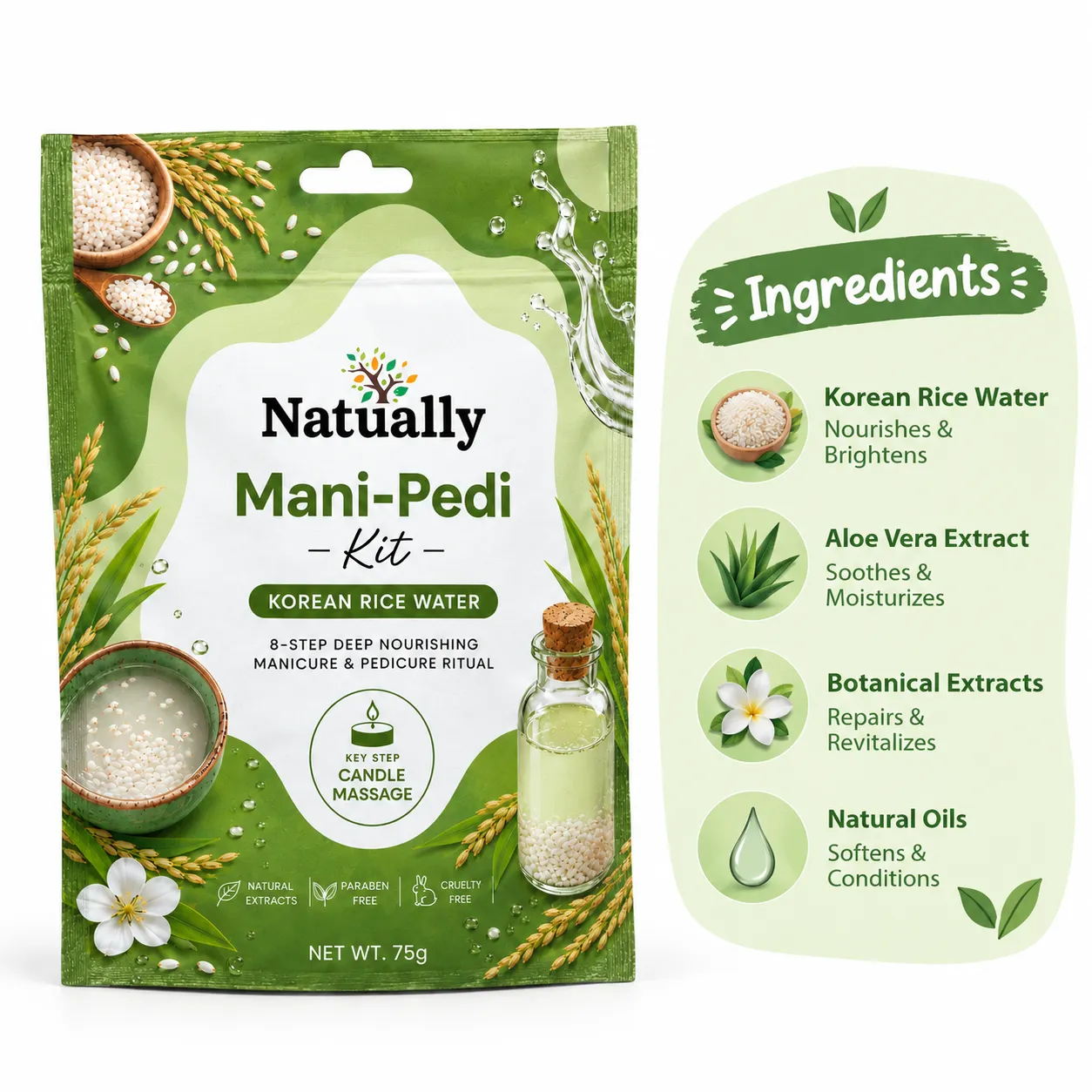 Natually Korean Rice Water Mani-Pedi Kit - Image 3