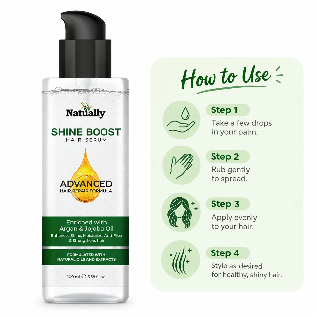 Natually Shine Boost Hair Serum & Enhance Shine ,Moisturize ,Anti Frizz &100ml - Image 4