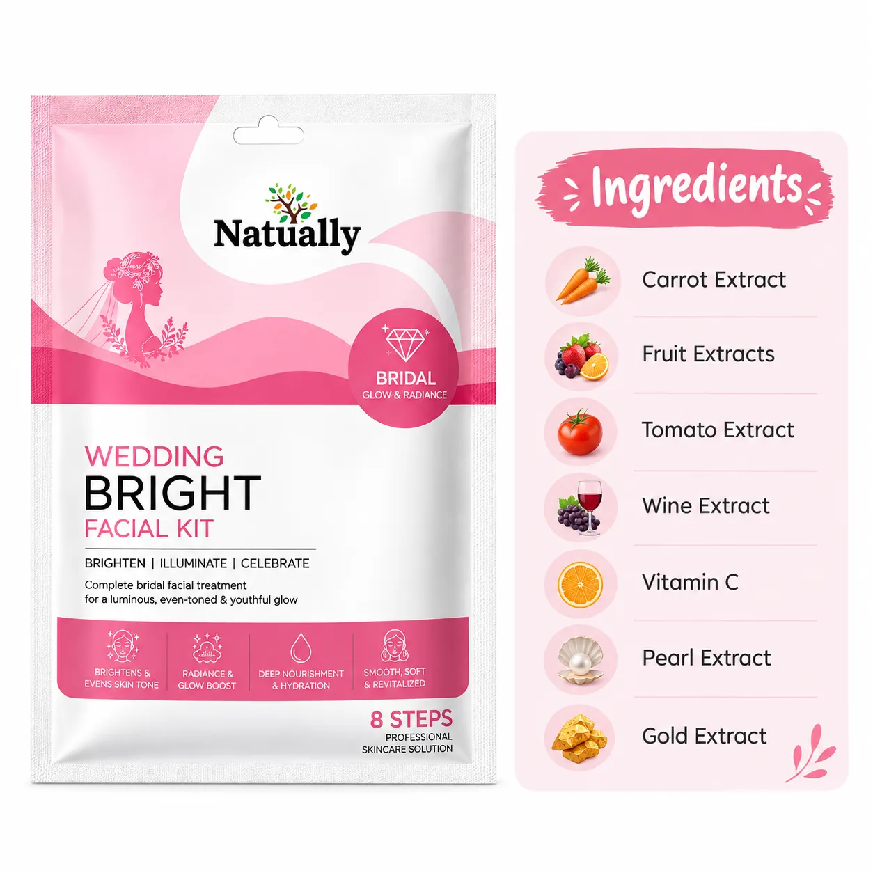 Natually Wedding Bright Facial Kit - Image 3