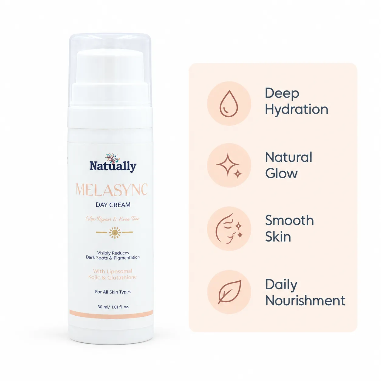 Natually Melasync Day Cream |Liposomal Kojic & Glutathione |30ml - Image 2