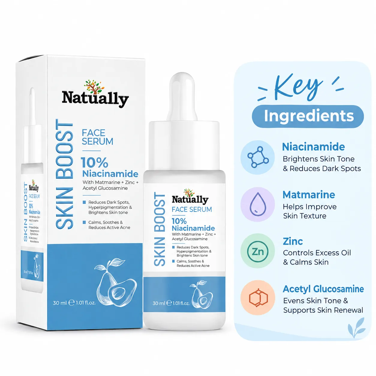 Natually Skin Boost 10% Niacinamide Face Serum 30ml - Image 5